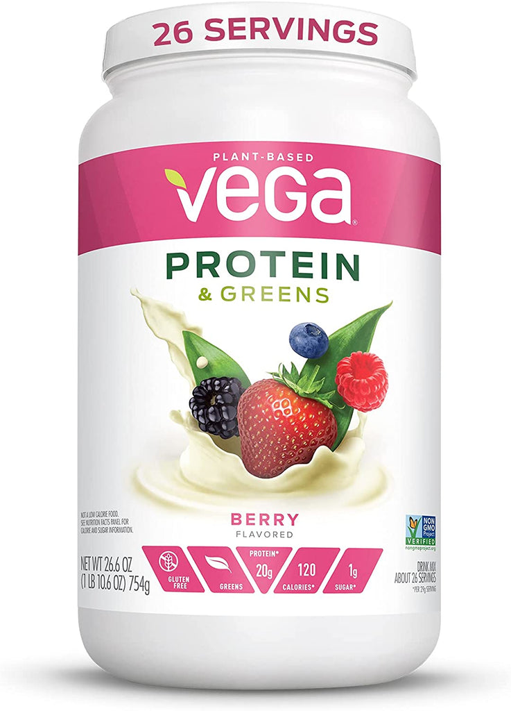 Vega Protein and Greens, Berry, Vegan Protein Powder, 20G Plant Based Protein, Low Carb, Keto, Dairy Free, Gluten Free, Non GMO, Pea Protein for Women and Men, 1.7 Pounds (26 Servings)