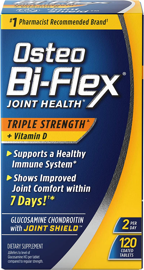 Osteo Bi-Flex Triple Strength with Vitamin D Glucosamine Chondroitin Joint Health Supplement, Coated Tablets, Red, 120 Count