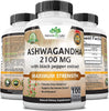 Organic Ashwagandha 2,100 Mg - 100 Vegan Capsules Pure Organic Ashwagandha Powder and Root Extract - Stress Relief, Mood Enhancer, Immune & Thyroid Support