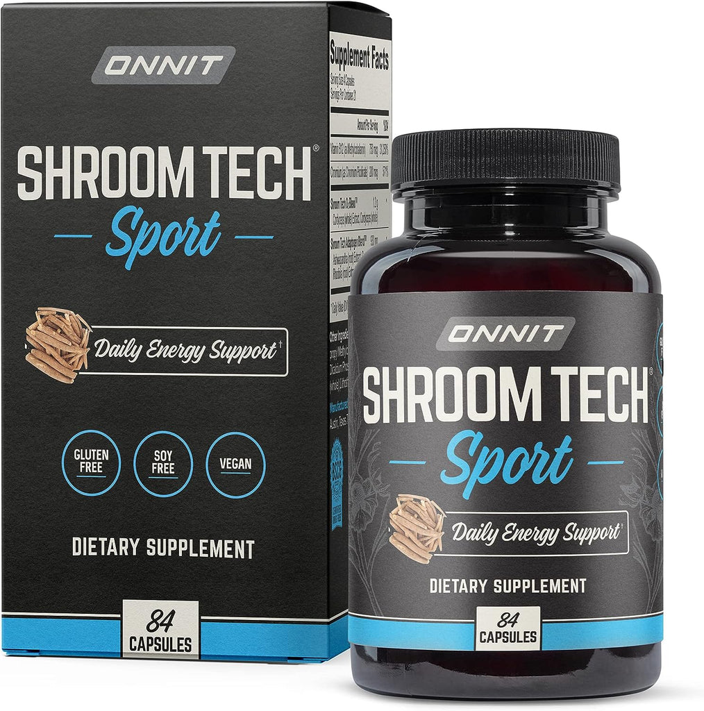 Onnit Shroom TECH Sport (84Ct) | All Natural Pre-Workout Supplement with Ashwagandha, Cordyceps Mushroom, and Rhodiola Rosea