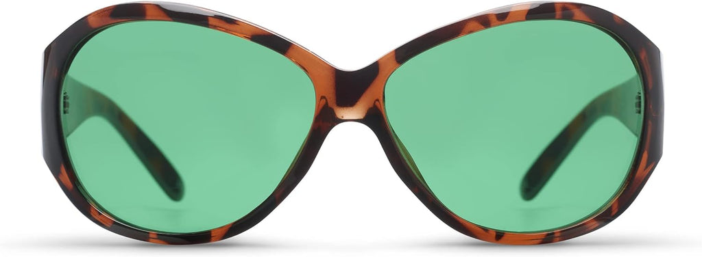 Purfect Migraine Relief Glasses | Outdoors and Digital Screens | Women | Green Lenses | Tortoiseshell Brown