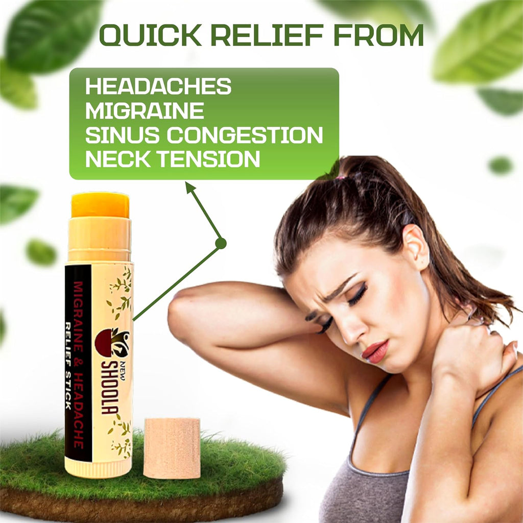 Migraine Relief and Headache Relief Stick – Quick Relief from Headache, Migraine, Stuffy Nose Congestion, Neck Tension, Stress Relief – 100% Organic Herbal Balm –No Side Effects Vapor Rub