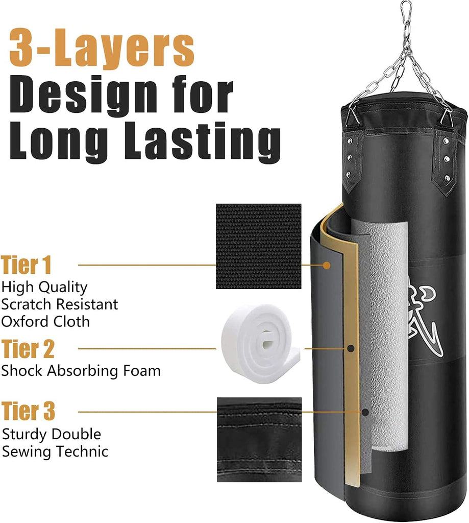 Prorobust Heavy Punching Bag for Adults Youths Kids - Indoor/Garden Boxing Bag Unfilled Boxing Bag Set with Punching Gloves, Wraps, Chain, Ceiling Hook for MMA, Kickboxing, Muay Thai, Karate, Taekwondo