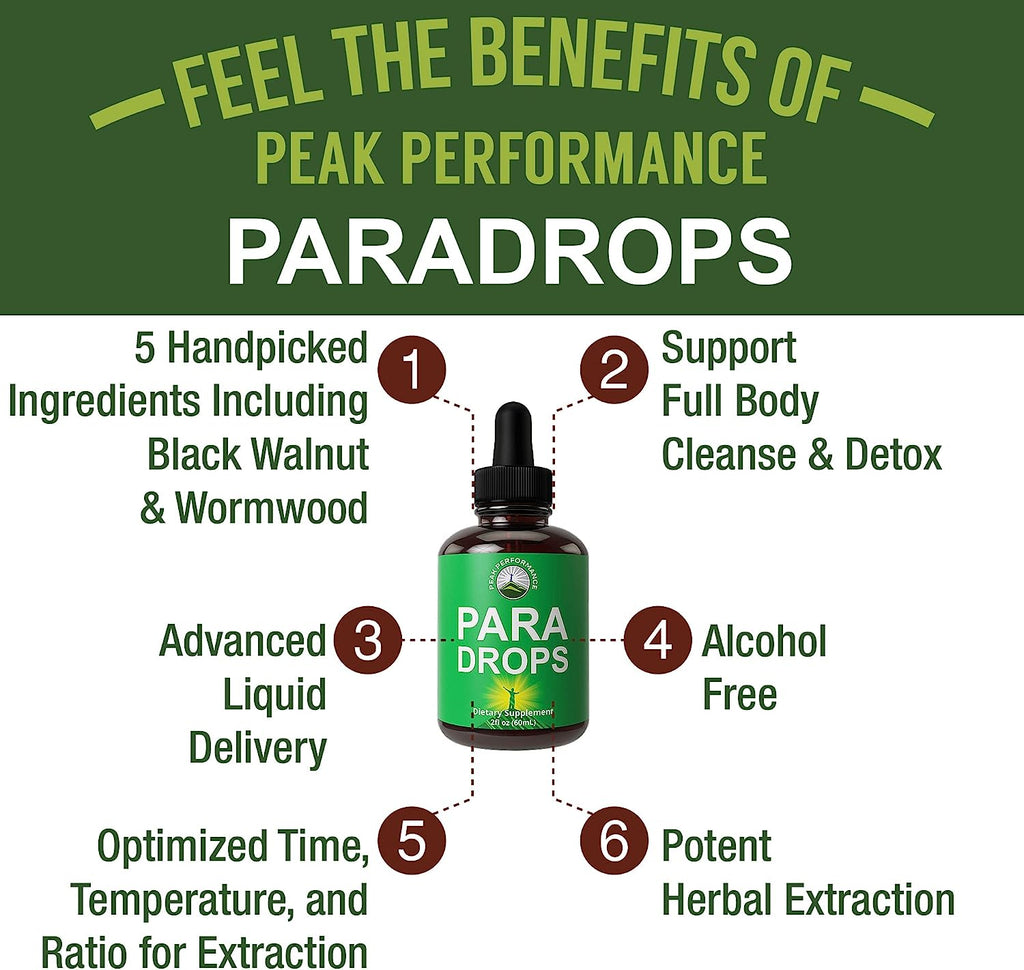 Para Drops Cleanse for Humans. Promotes Elimination of Harmful Organisms. Detox + Intestinal Support Liquid Supplement for Adults, Kids. with Black Walnut Wormwood, Clove Bud, Artichoke, Chanca Piedra
