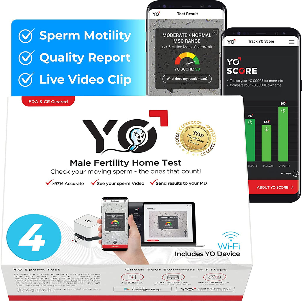 YO Home Sperm Test for Apple Iphone, Android, MAC and Windows Pcs | Includes 4 Tests | Men'S at Home Fertility Test | Check Moving Sperm and Record Videos