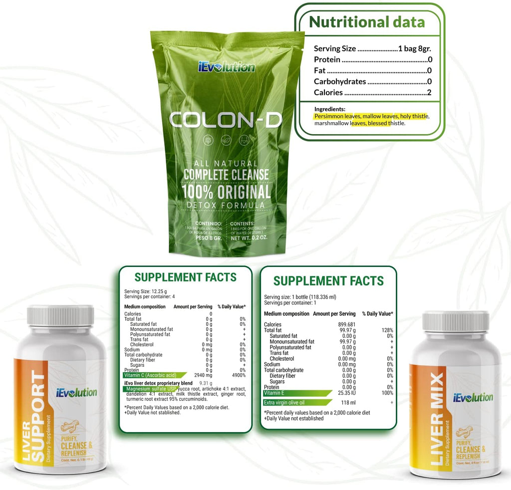 Ievolution 7D-Challange, Liver Detox, Colon Detox Cleanse - Liver-D & Colon-D, Liver Complex Supplement to Detox, Cleanse, and Repair the Liver | Natural Ingredients