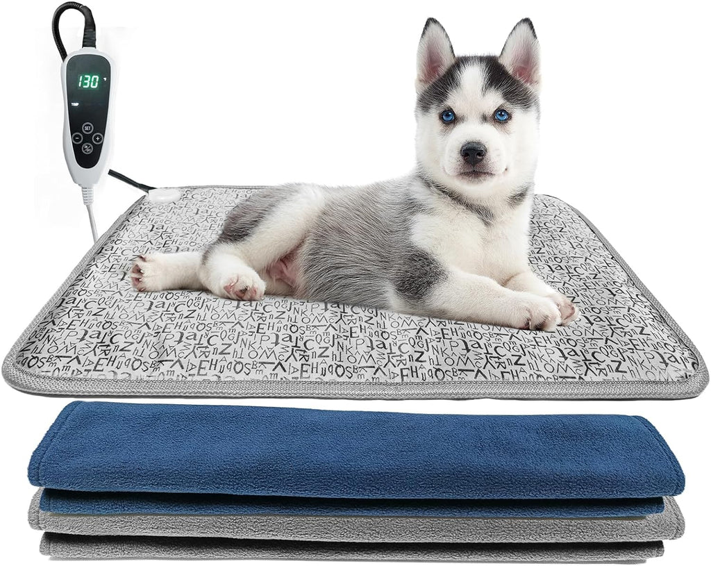 GOLOPET Pet Heating Pad 18X18 Cat Heating Mat Flame Retardant PVC Material, Waterproof ，Adjustable Dog Bed Warmer Electric Heating Mat with Chew Resistant Steel Cord.