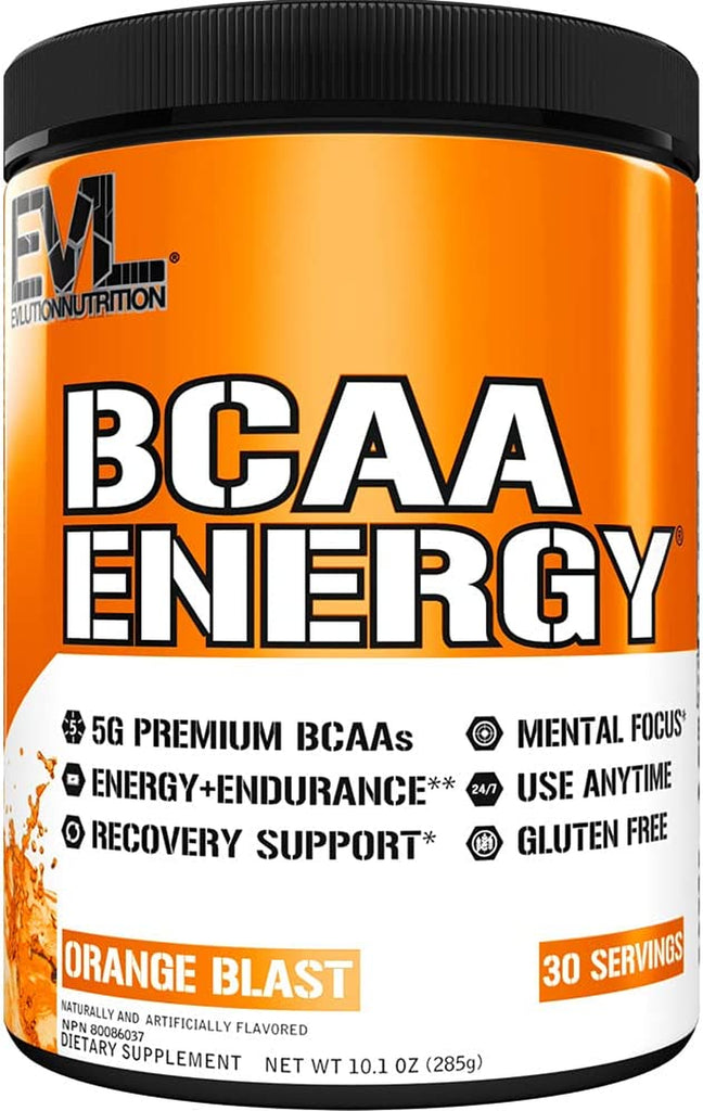 "Maximize Muscle Recovery and Endurance with EVL Bcaas Amino Acids Powder - Energize Your Workouts and Enhance Lean Growth - Refreshing Orange Mango Flavor"