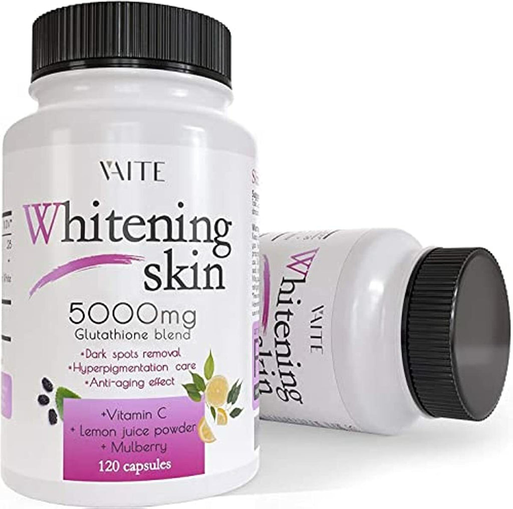 Glutathione Whitening Pills - Dark Spots & Acne Scar Remover - 5000 - Made in USA - Vegan Skin Bleaching Pills with Anti-Aging & Antioxidant Effect - 120 Capsules (1 Pack)