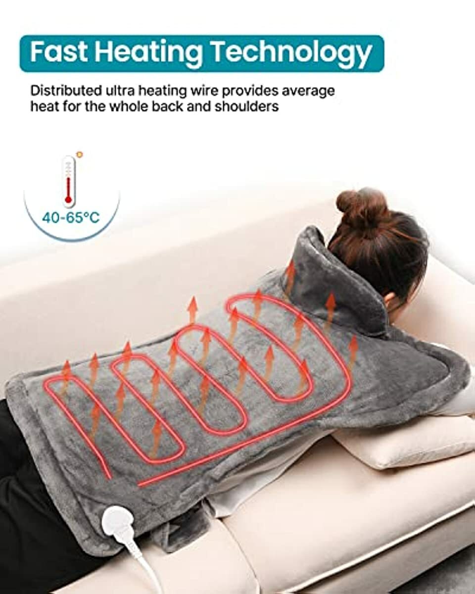 RENPHO Weighted Heating Pad for Back Pain Relief, 24"x33'' Electric Heat Pads for Neck and Shoulders, Fast-Heating, Auto Shut Off, Christmas Gifts for Women, ETL Certified, Gray