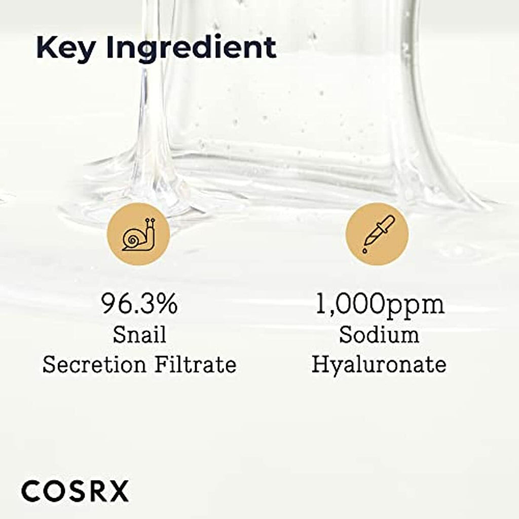 COSRX Snail Mucin 96% Power Repairing Essence 3.38 fl.oz, 100ml, Hydrating Serum for Face with Snail Secretion Filtrate for Dark Spots and Fine Lines, Not Tested on Animals, No Parabens, No Sulfates, No Phthalates, Korean Skincare